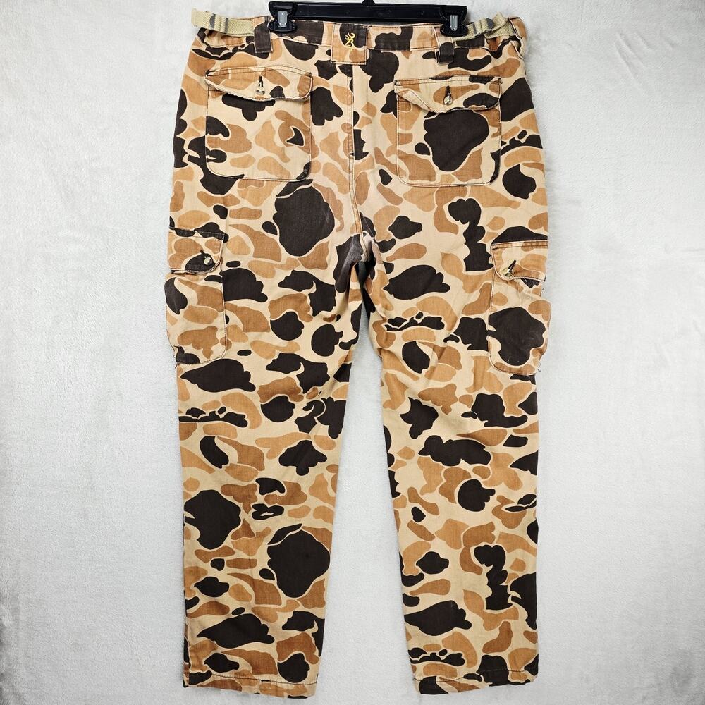 Browning Wasatch CB Hunting Pants Mens XL 38x30 Vintage Tan Camo Cargo Grunge - Picture 10 of 16